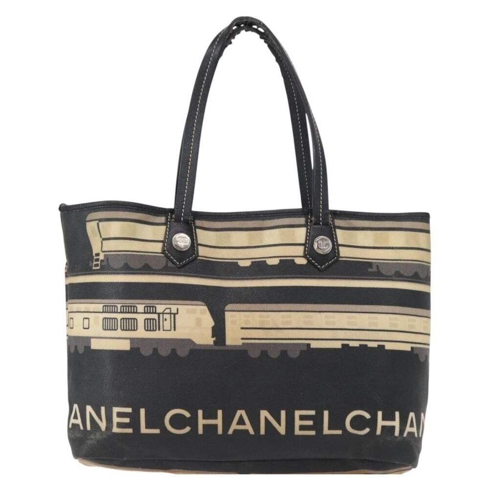Chanel Vinyl Canvas Central Station Tote Bag Black